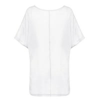 Ženski vrhovi ženska posada vrata čvrstoće čvrste dame bluze casual majice za žene bijeli xxl