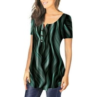 Ženske majice kratkih rukava Flowy Sakrij trbuh tunikih ljetni gumb dolje bluze Slatka moda Henley vrhovi
