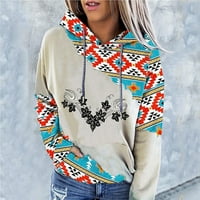 Duksevi za žene - patchwork tisak dugih rukava jesenji pulover labavo duksev do 50% popusta