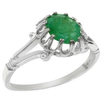 Britanci napravio 14k bijeli zlatni prsten s prirodnim smaragdnim ženskim osnivanjem prstena - veličine