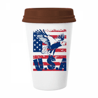 Amerika zastava Haliaeelus Leucocefalus Eagle krila kava pijenje Staklena posuda CERAC kup poklopac