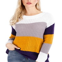 LUMENTO WOOD džemper dugi rukavi pleteni džemperi prugasti džemper vrhovi dame labavo pulover pletiva