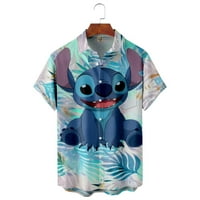 Božićni Disney Lilo & Rowitch Dječji odrasli Havajski kratki rukav Summer Ruka Majica Ležerne tipke Down majice