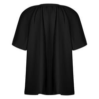 Ženska majica Čišćenje prodaje Moda Ženska ljetna V-izrez Kratki rukav s punom ležernom majicom Bluza Crna