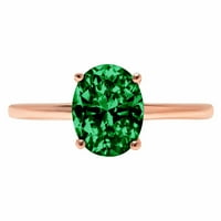 2.5ct ovalni rez zeleni simulirani smaragd 14K ružičasto zlatne godišnjice rublje Veličina prstena 8.5