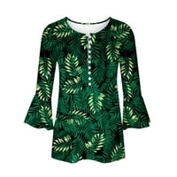 BAZYREY WOMENS vrhovi kratkih rukava s bluza V-izrezom Ženska labava ljetna tunika majica zelena l