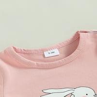 Canrulo Newborn Baby Girl Uskrsni outfit Bunny novorođenčad kratki rukav ružičasti robni džepar za kunić