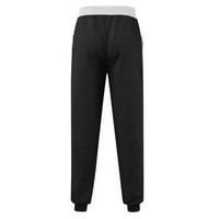 Pgeraug Muške dukseve Srednja struka Solid Jogging Sports Elastic sa džepovima Teretne hlače za muškarce