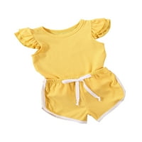 Ciycuit Toddler Baby Girls Ljetni pleteni odijelo Set ruffle Tops majica + kratke hlače odjeća