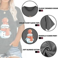 Anbech božićna košulja za žene plus veličine majica kratkih rukava grafički vrh