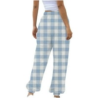Padžama hlače za žene bivolo plairane pidžame pantalone casual labave hlače za noge Stretch visokog