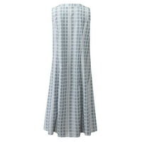 Outfmvch Maxi haljina za ženska haljina na prugama s prugama V izrez džep bez rukava Elegatn haljina