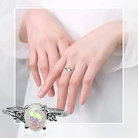 Prstenovi za žene Djevojke Izvrsni srebrni prsten ovalni rez dijamantski nakit rođendan prijedlog za
