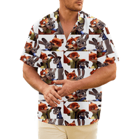 Zootopia Nick Wilde Hawaiian majica za muškarce, zootopia rever labav džep za kuglanje Summer Plave