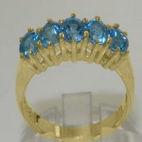 Britanci napravio 10k žuto zlato prirodno plavo Topaz ženski vječni prsten - Opcije veličine - Veličina
