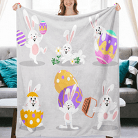 Uskršnji zečje ćebe za dekor u sobi pliša lagana flanel pokrivač Uskršnja jaja baca pokrivač za odrasle