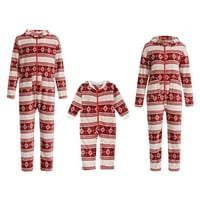 Božićna porodična romper noćna odjeća, snježna pahuljica ispis dugih rukava s kapuljačom s kapuljačom dugim kombinezon, postavljanje pidžama