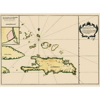 Mejia Crni moderni uokvireni muzej umjetnički print pod nazivom - Hispaniola Karibi Dominikanica Rep