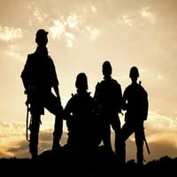 Silueta Sjedinjenih Država vojska Rangers na zalasku sunca. Print postera Oleg Zabielin StockTrek Images