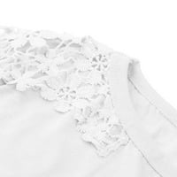 Bazyrey Womens Ljetni vrhovi Čvrsta tiskana bluza Ženski okrugli vrat Ležerne prilike dugih rukava Losoic Tunic T-majice Bijeli l
