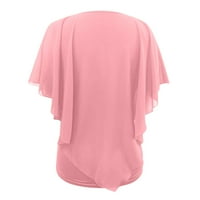 Ženski bluze Ženski povremeni tiskani šifon na vrhu kratkih rukava Lucky majica kratkih rukava, ružičasta,