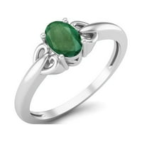 Sterling srebrni 6x ovalni smaragdni pasijans ženski angažman prsten