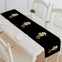 Glittery Golden Seahorse na crnoj pamučnoj i posteljini trpezarke kuhinjske trpezarije