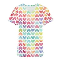 Štednja za žene za žene žene Ženske radne uniforme Bluza V-izrez Pulover Valentine Heart Grafički ispis