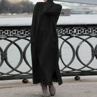 Jesen Trendge Odeća za žene Ženske trendove Okrugli izrez Zimska topla boja Dugi rukav Duga haljina