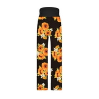 Žene casual pantsboho ravne široke pantalone za noge cvjetne tiske joge hlače plus size Lounge hlače