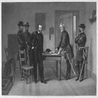 Leeja predaja, 1865. Nthe Predaj generala LEE-a na opštu grant, april 1865. Čelično graviranje, 1867.