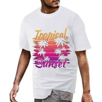 TOSMY MENS majica MENS Ljetni Havajci na plaži Lično slovo Ispis Crew Crck Majica kratkih rukava Majice