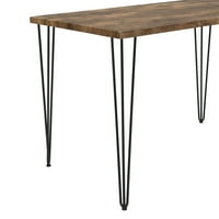 3-komadni stolni stol sa klupama, debelim klupom stola sa željeznim okvirom za male mesta, smeđi + crni