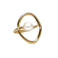 Glupest Breza Žene Ring Electroplating ulov za oči Golden Fau Pearl prsten za prstenje Legura, imitacija