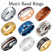 Muški prsten srebrni prsten od nehrđajućeg čelika sa grmom u morskom plavom