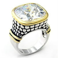 Luxe nakit dizajnira ženska obrnuta dva tona mesinganog prstena sa AAA klase CZ - veličine 7