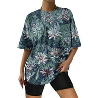 Slatki ljetni vrhovi za žene kratki rukav bluze Regularne fit t majice Pulover tees vrhovi cvjetni tisak