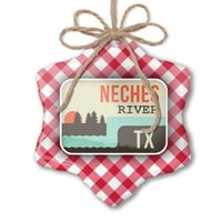 Božićni ukras SAD Rivers Neches River - Texas Red Plaid Neonblond