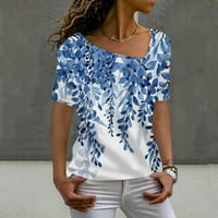 Ljetne vruće košulje za žene ženska modna casual tiskana L-izrez kratkih rukava s kratkim rukavima