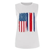 Zastava Zastava Vrhovi za žene Stripes bez rukava Stripes Patriotska majica Ljetne casual majice Casual