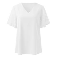 Košulje za žene Grafičke majice V izrez čipke Majica Patchwork kratkih rukava Dame na vrhu Casual Solid