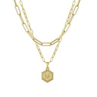 Ogrlica od sunčevog zlata za žene za žene šesterokutna slova privjeske ogrlicu