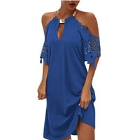 Bazyrey ženske pune haljine Ležerne prilike bez rukava trendy Shift haljine plavi 5xl