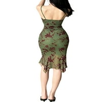 JXZOM Wonege Vintage bez rukava midi haljina y2k cvjetna tiskana nisko rezana bodycon dugačka haljina