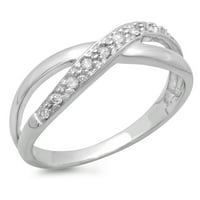 Dazzlingrock kolekcija 0. karat 10k okrugli dijamantski ženski vjenčani crossover swirl prsten, bijelo