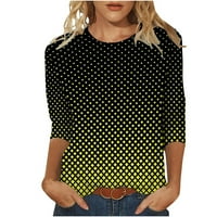 Ženski šik vrhovi Geometrijska grafička bluza Crewneck rukave s rukavima Dobro obučena majica Tees casual