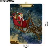 Božićni crtani film Santa Claus Reindeer Clipboard Clipboard Drvena zagrevanje Odbor za odlaganje i povucite za standardno pismo