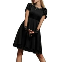 Ženska gotička haljina čipka u šivanju haljine za kratku rukavu bez leđa