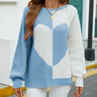 Pad džempera za žene predimenzionirani klopka za krmu za patchwork džemper sa vratima dugih rukava dugih rukava