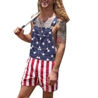 Uerlsty Muška američka zastava Print Tranim Dungarees Ljetni džep Zmajevi Kratke hlače